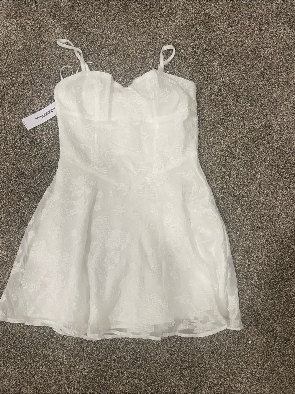 Princess Polly White Floral Lace Spaghetti Strap Mini Dress